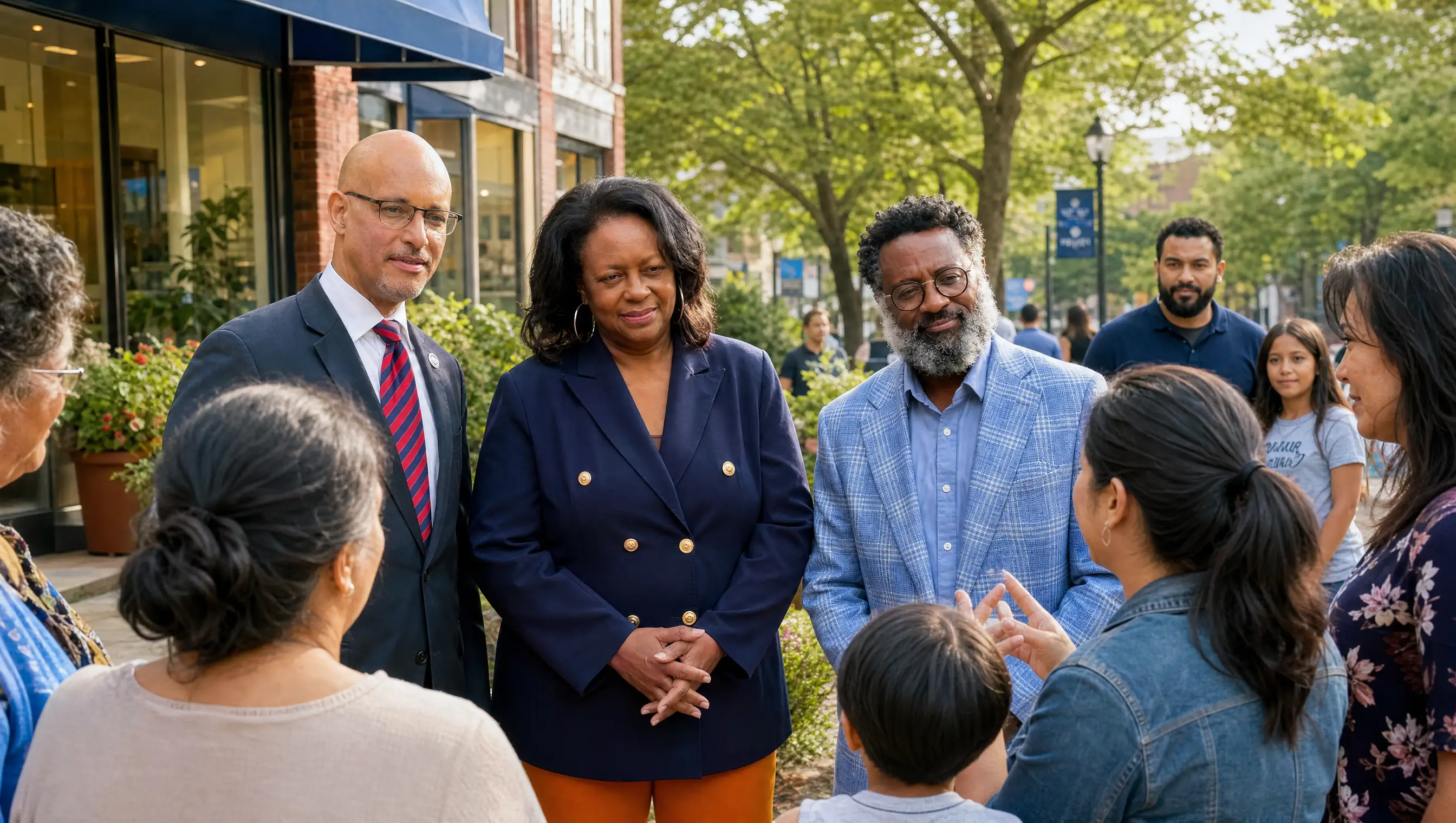 Candidatos de Teaneck First junto a miembros de la comunidad