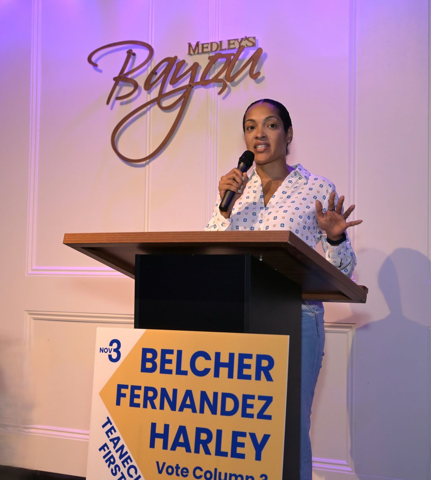 A guest speaker at the Teaneck First kick-off