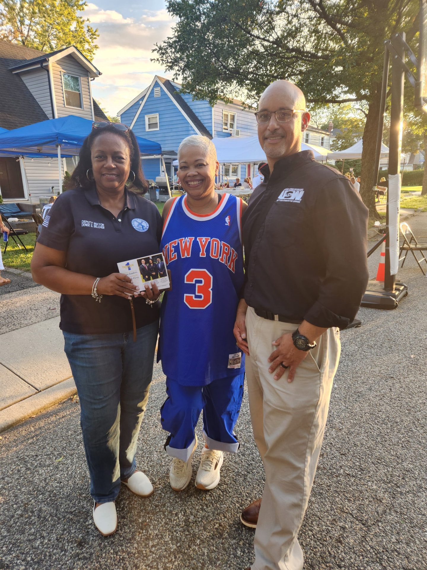 Deputy Mayor Denise Belcher and George Fernandez Jr. with a supporter