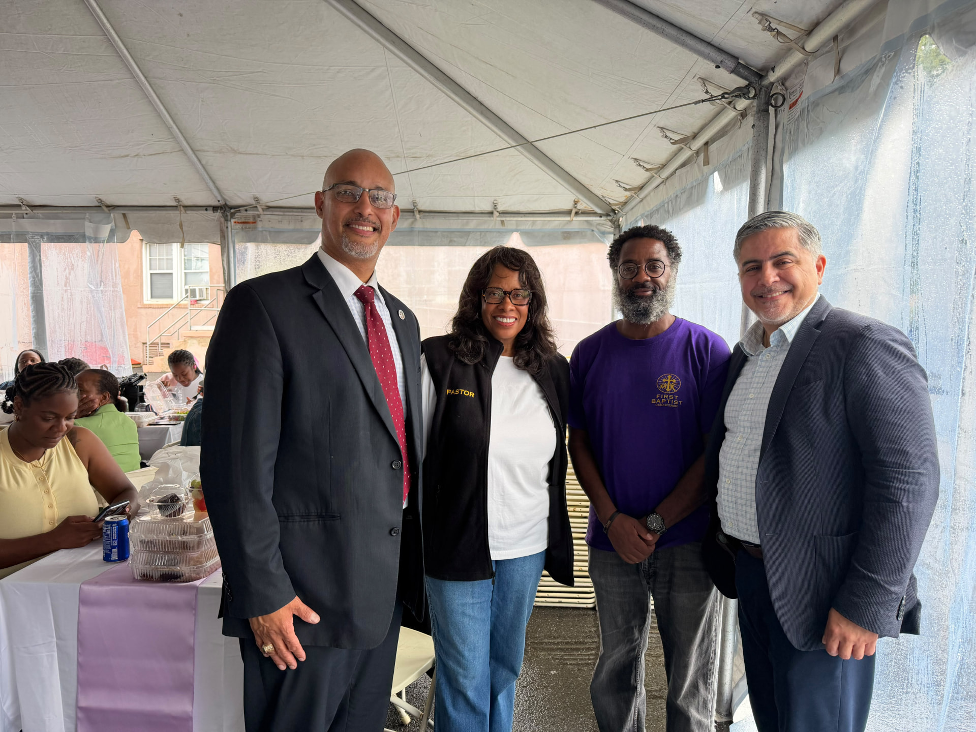 Teaneck First candidates with neighbors at a community gathering