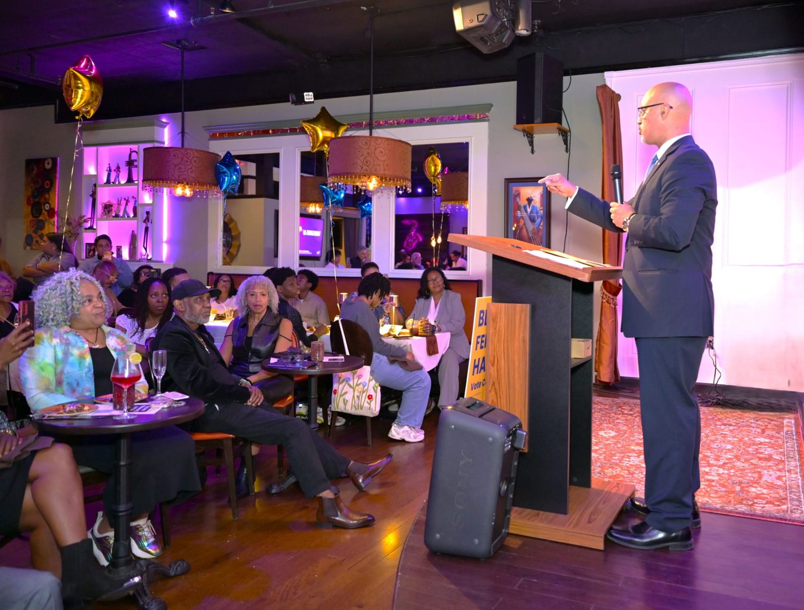 George Fernandez Jr. addressing the kick-off crowd