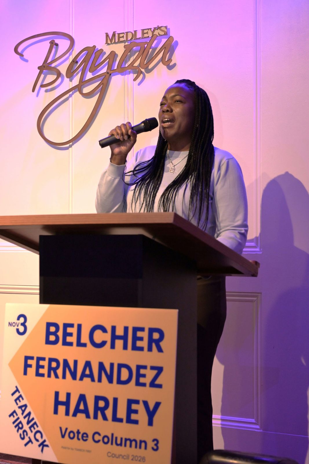 A guest speaker at the Teaneck First campaign kick-off