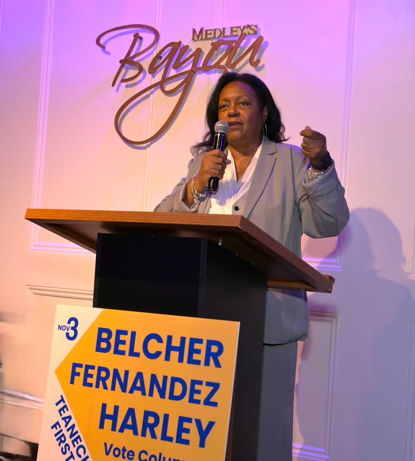 Deputy Mayor Denise Belcher speaking at the kick-off