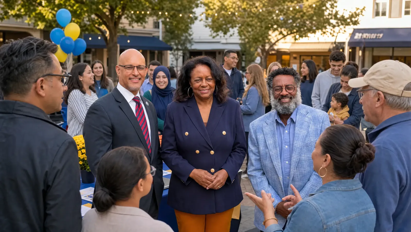 Teaneck First team greeting supporters at a community event