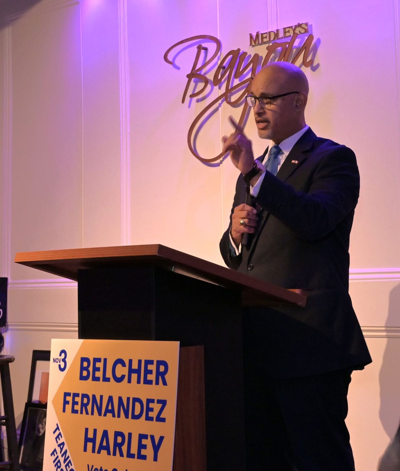 George Fernandez Jr. speaking at the Teaneck First kick-off