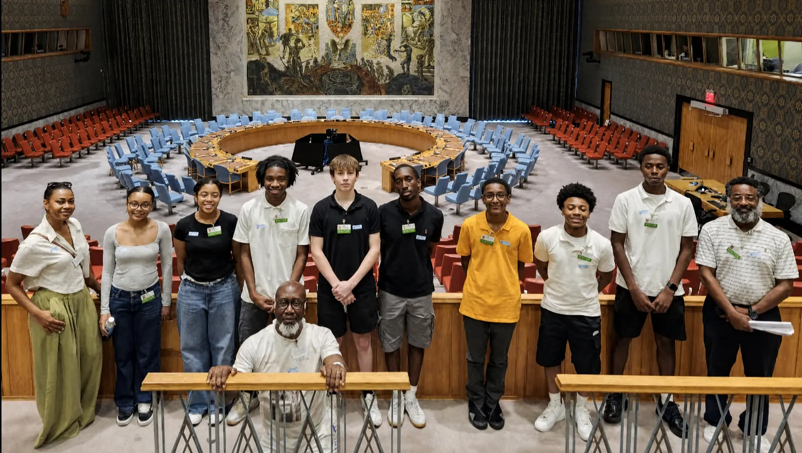 Young residents gathered in a community room